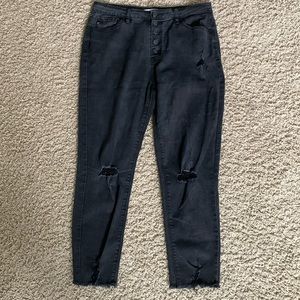 KanCan 11/29 black high waisted distressed raw hem jeans